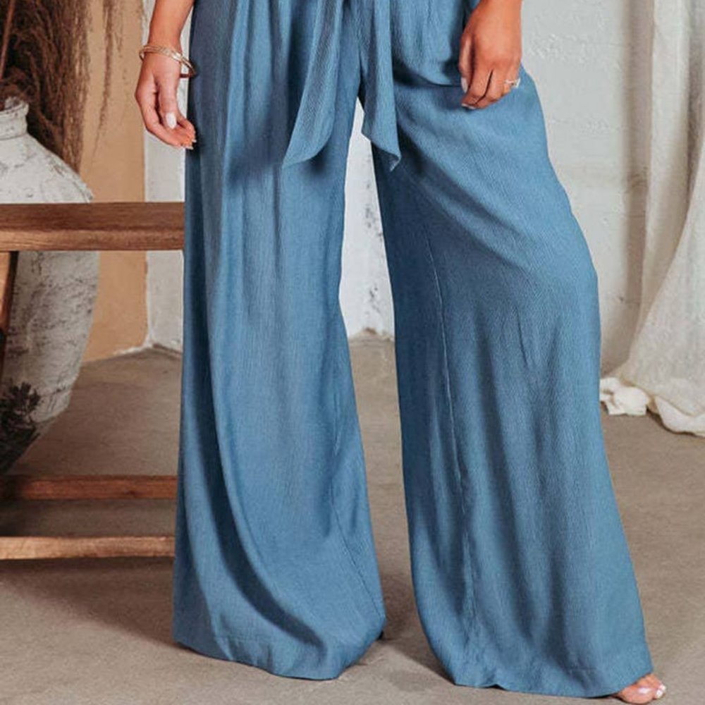 Casual Style High Waisted Wide Leg Pants - Picture 2 of 10